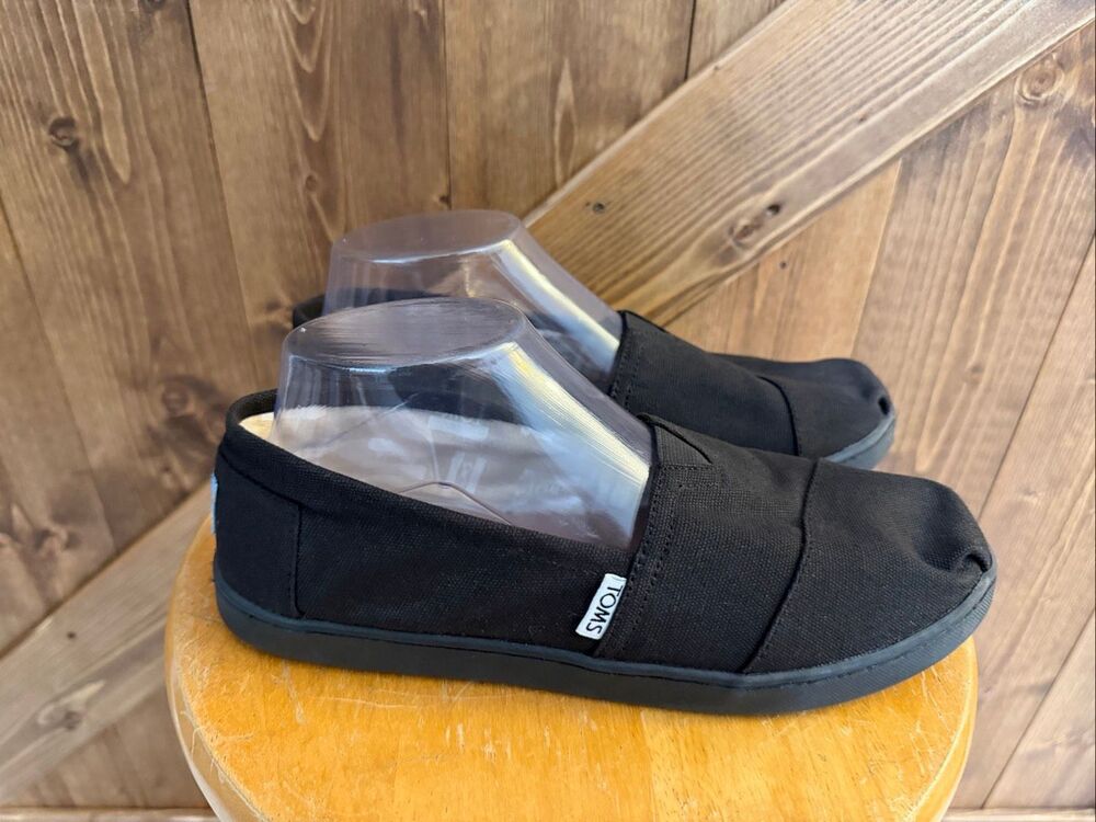 TOMS Black Canvas Classic Alpargata Slip-On Shoes Size US 6 EU 38